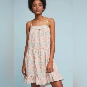 SATURDAY SUNDAY Anthropologie Cynthia Cotton Tiered Tunic Mini Dress Pastel XL